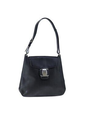 Authentic Salvatore Ferragamo Shoulder Bag Patent leather Black